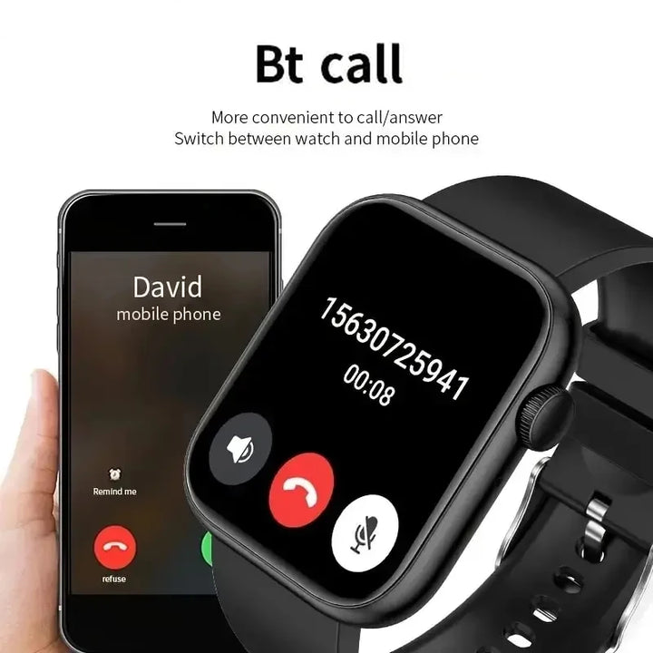 LAXASFIT 2025 Smartwatch – 1.73" Bluetooth Fitness Watch for Men & Women