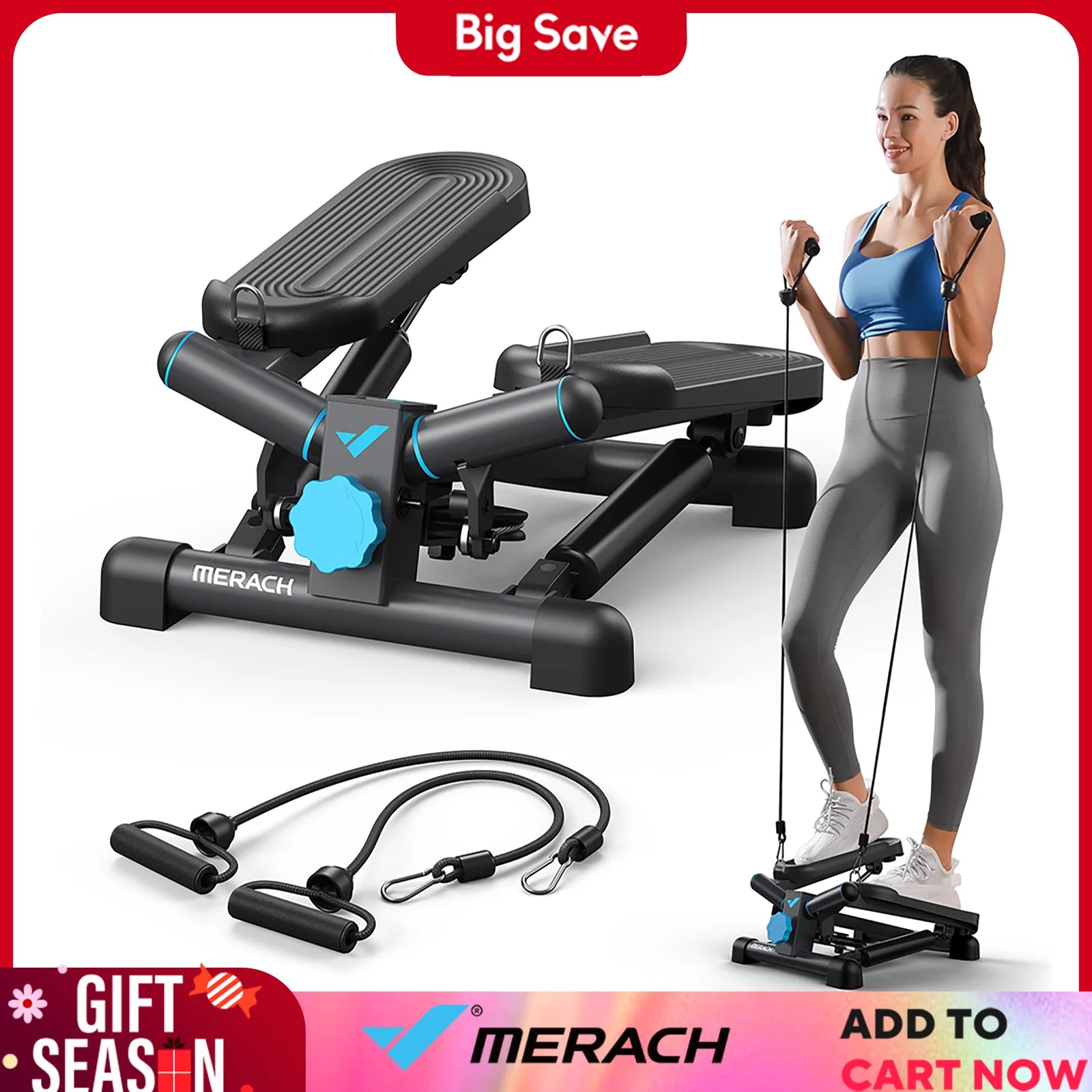 MERACH Mini Twist Stepper – 330LBS Capacity with Resistance Bands