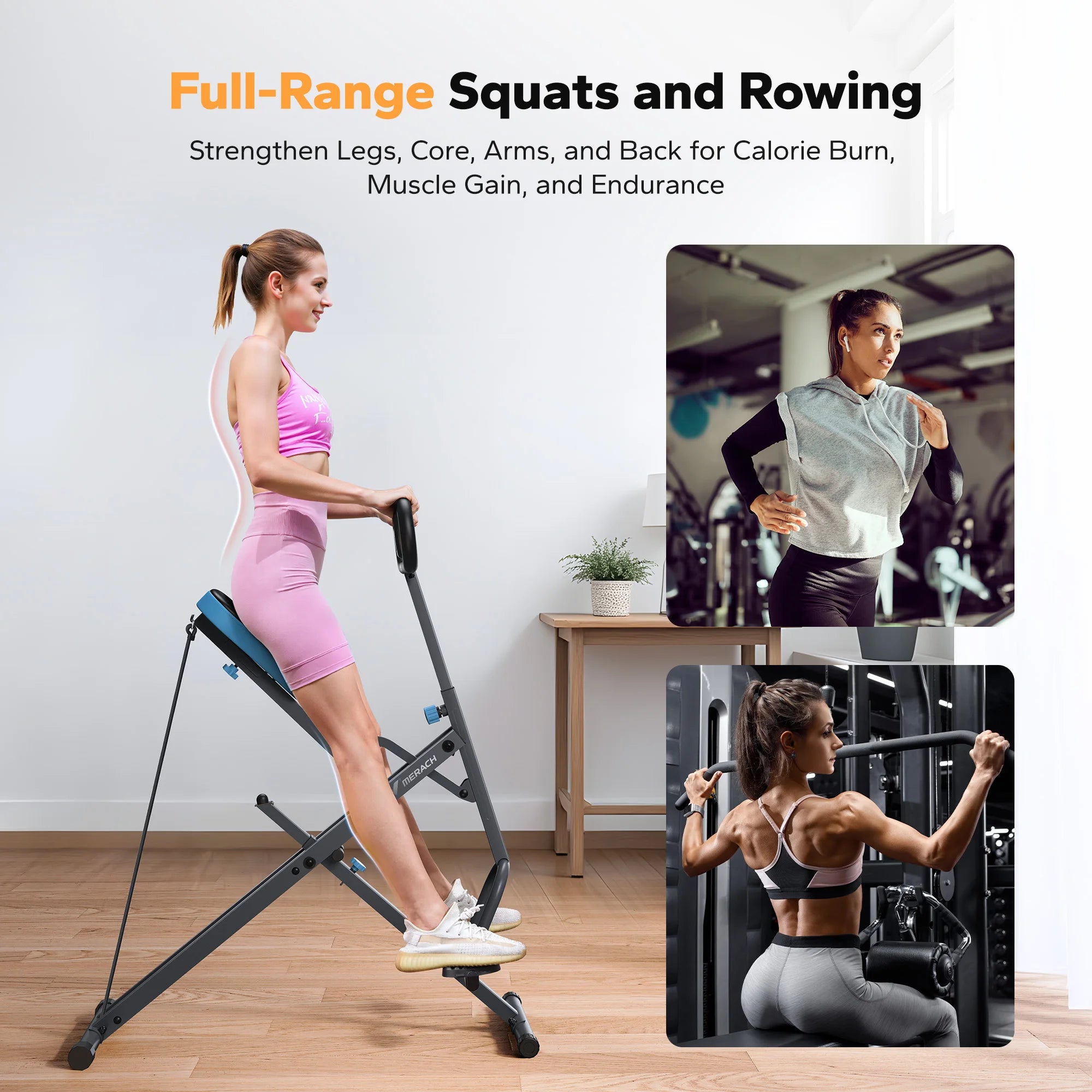 MERACH 2-in-1 Squat & Rowing Machine