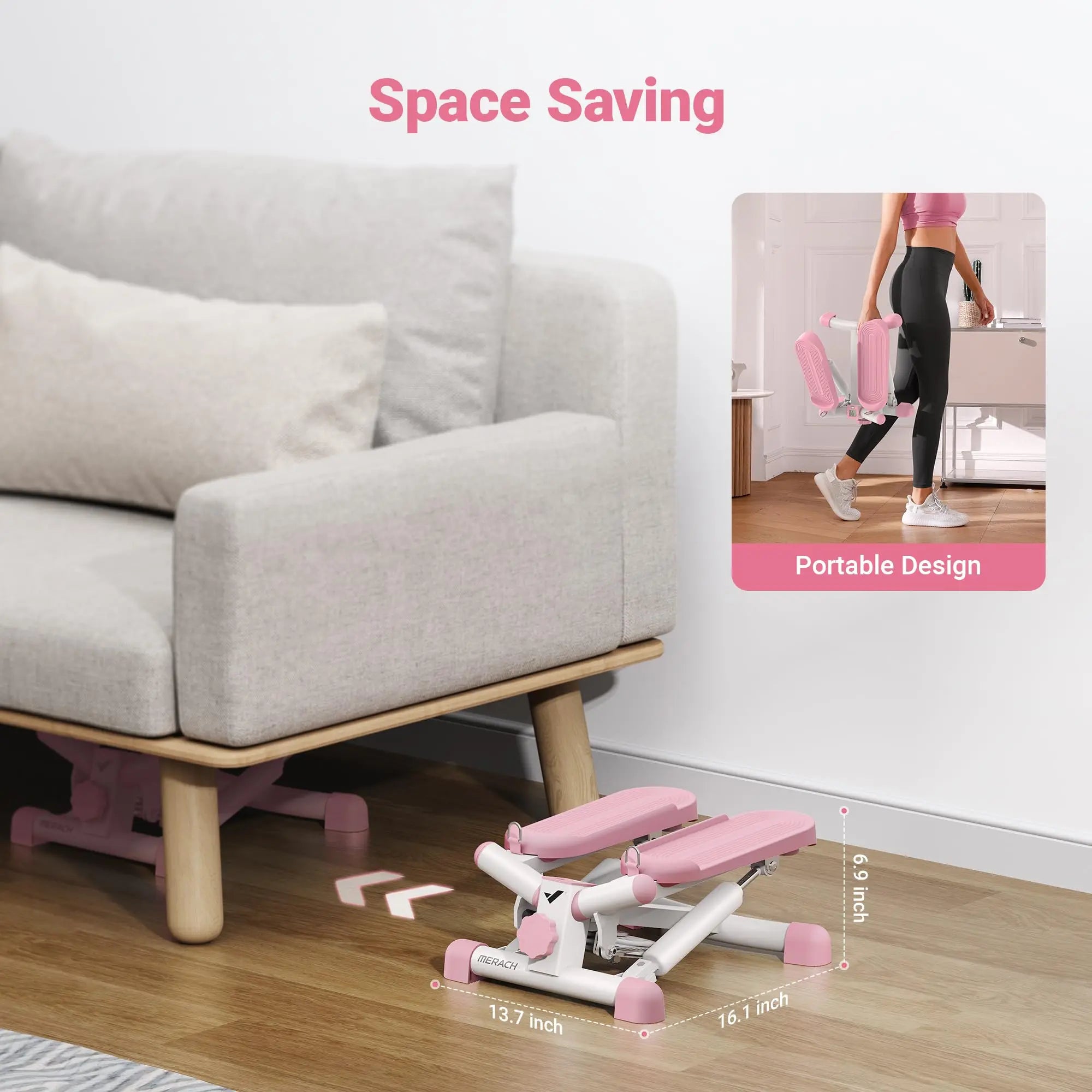 MERACH Mini Twist Stepper – 330LBS Capacity with Resistance Bands