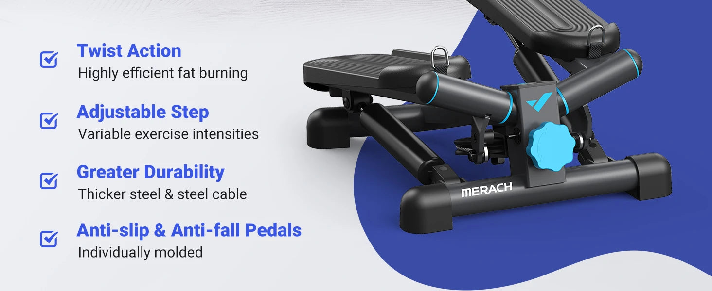 MERACH Mini Twist Stepper – 330LBS Capacity with Resistance Bands