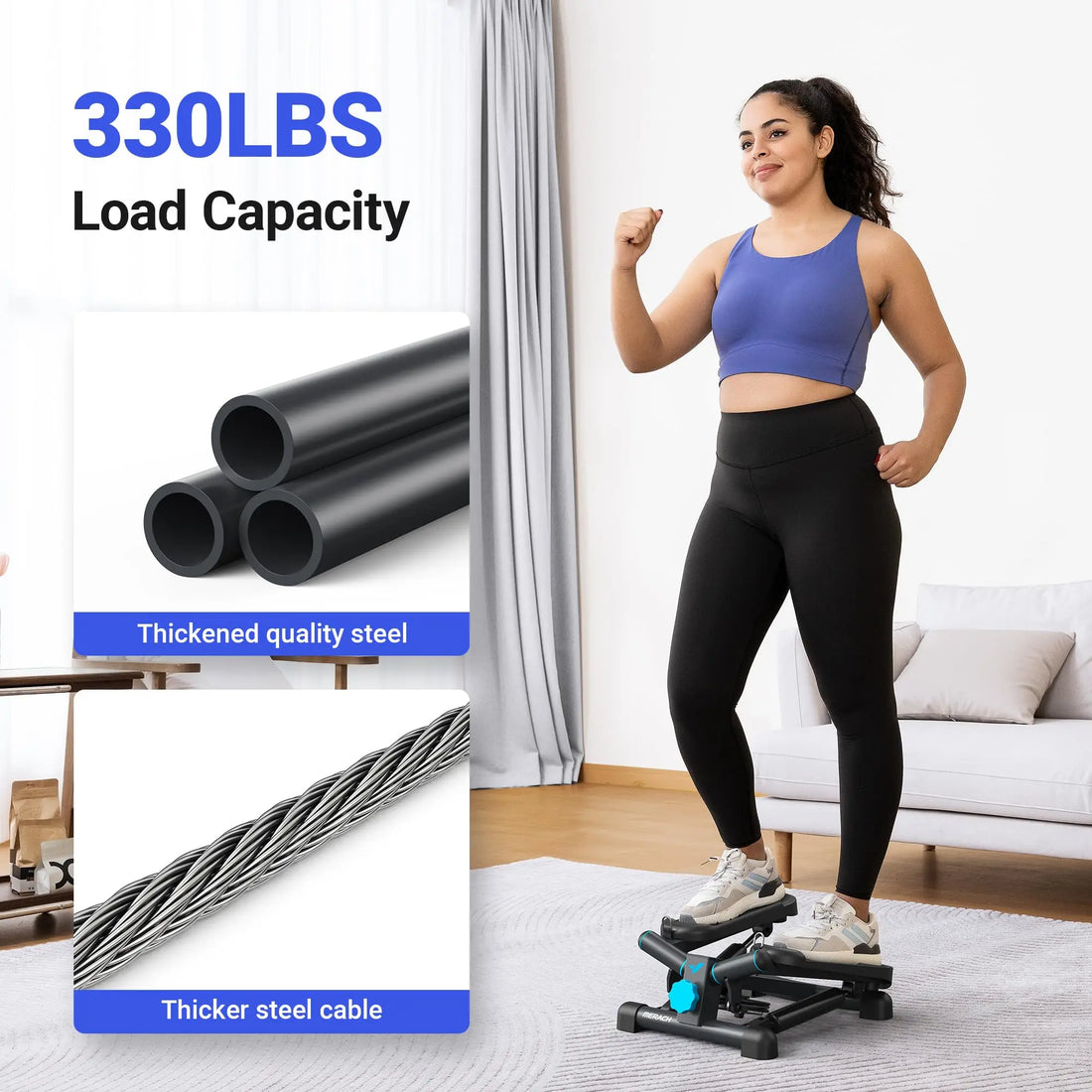 MERACH Mini Twist Stepper – 330LBS Capacity with Resistance Bands