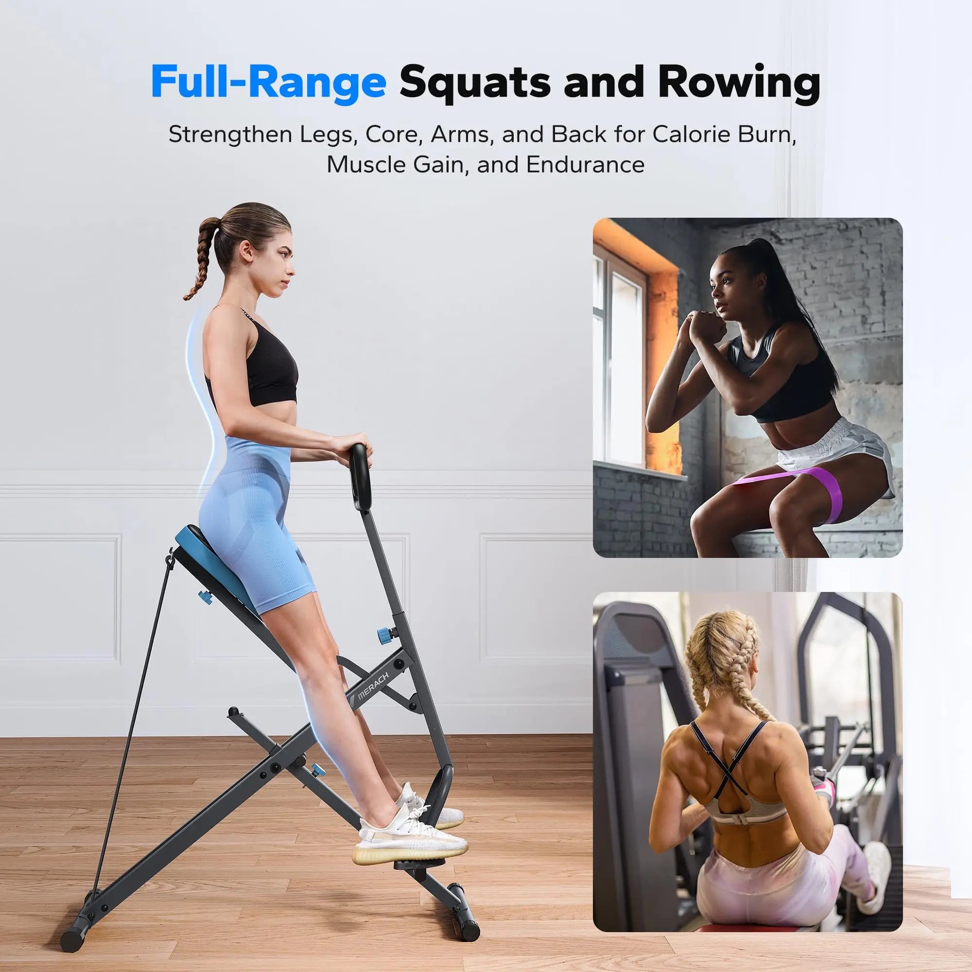 MERACH 2-in-1 Squat & Rowing Machine