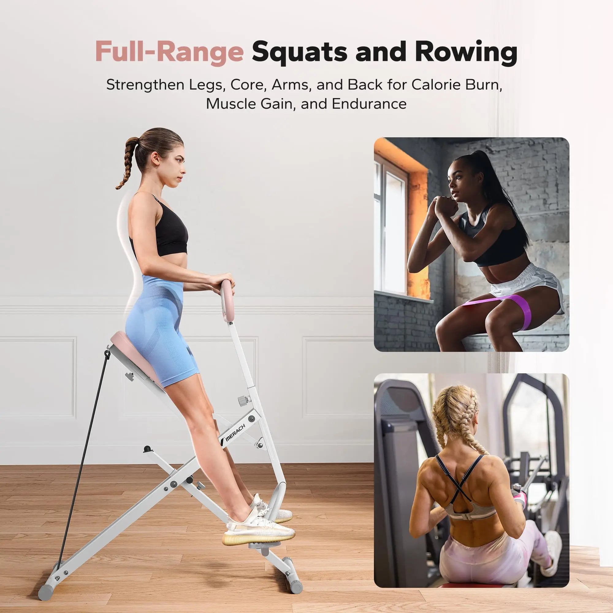 MERACH 2-in-1 Squat & Rowing Machine