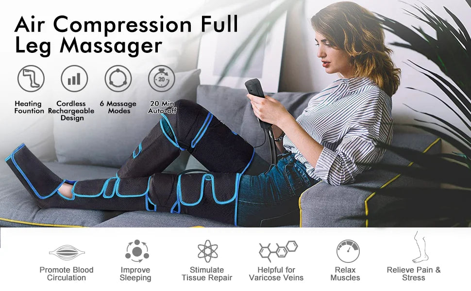 360° Air Pressure Foot and Leg Massager – Promotes Circulation and Muscle Relaxation