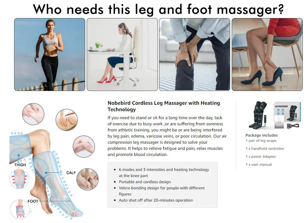 360° Air Pressure Foot and Leg Massager – Promotes Circulation and Muscle Relaxation