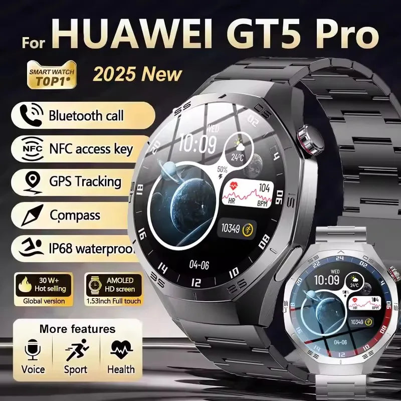2025 Huawei GT5 Pro Smart Watch – AMOLED GPS Bluetooth Call Waterproof