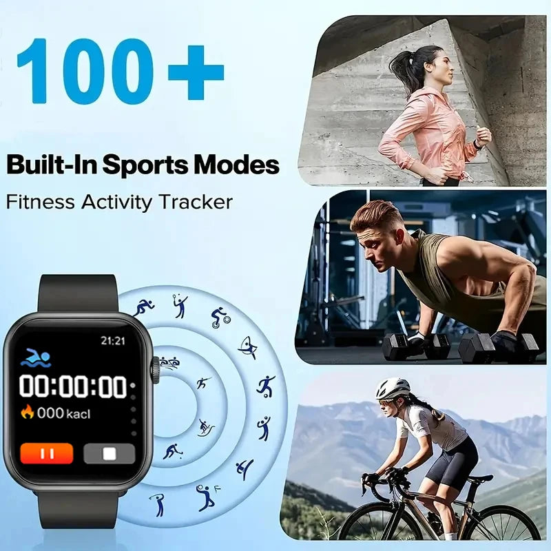 LAXASFIT 2025 Smartwatch – 1.73" Bluetooth Fitness Watch for Men & Women