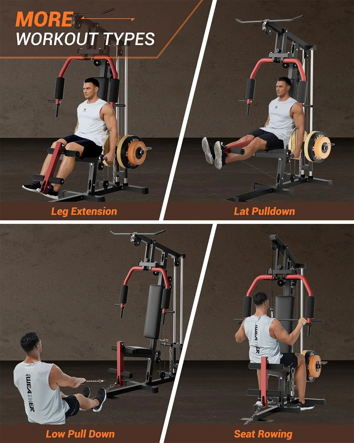 Full Body Home Gym Machine with Pulley & Leg Press