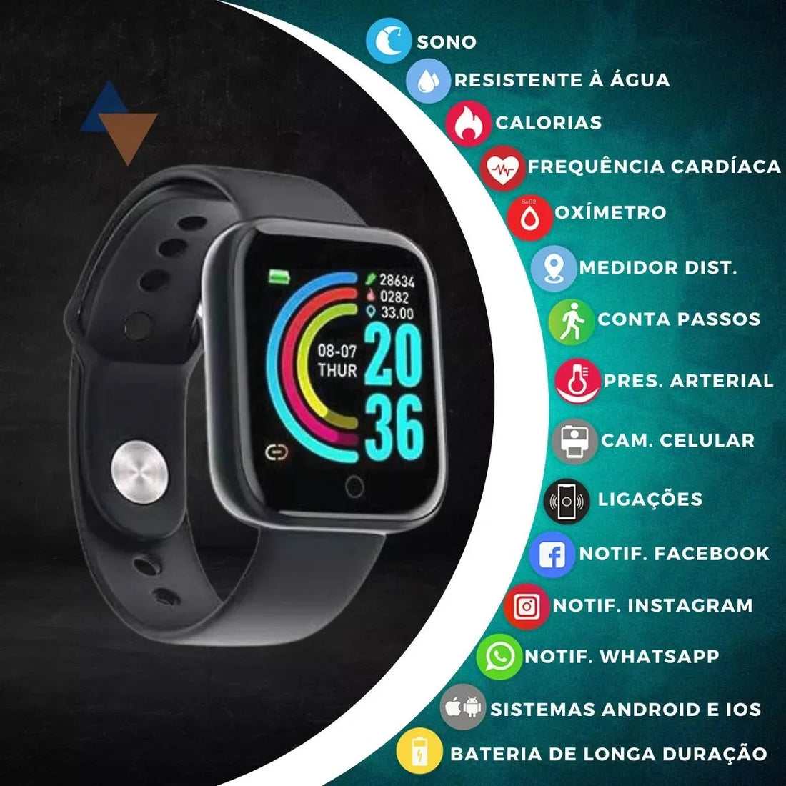 D20 Smart Watch Fitness Tracker – Digital Sport Bracelet for Men & Women