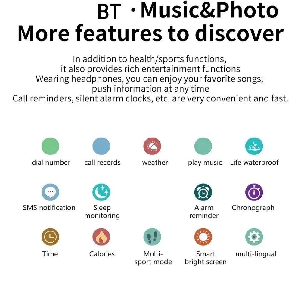 LAXASFIT 2025 Smartwatch – 1.73" Bluetooth Fitness Watch for Men & Women