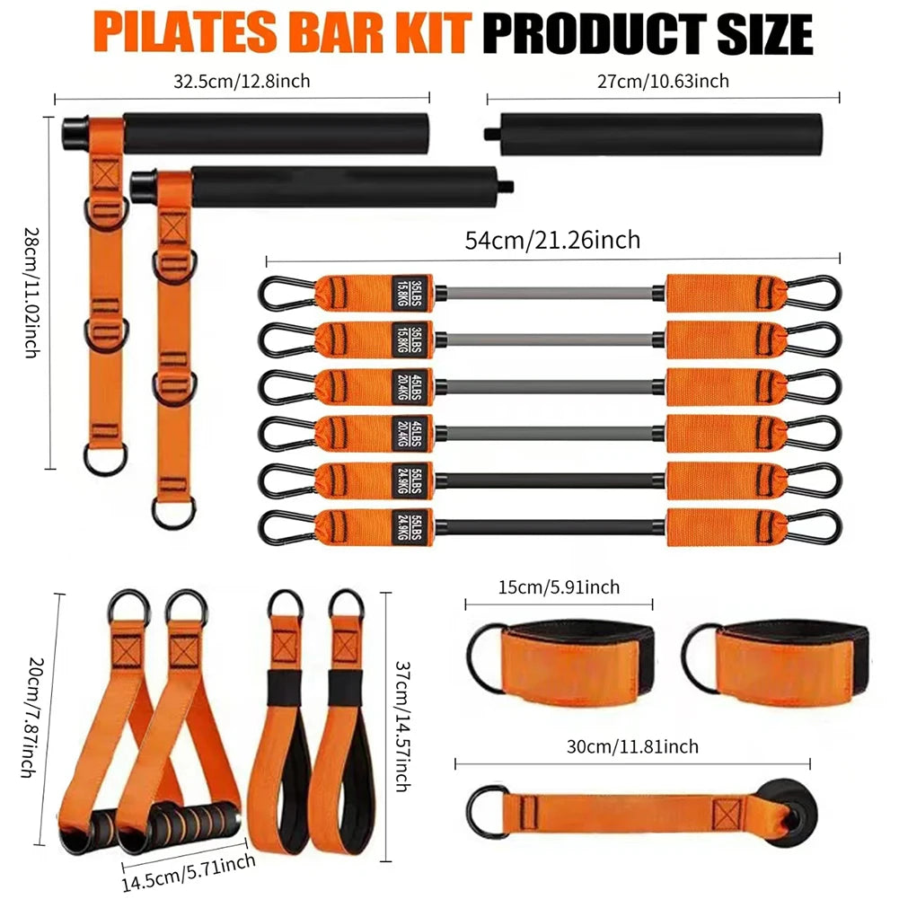 Portable Pilates Bar Kit with Resistance Bands
