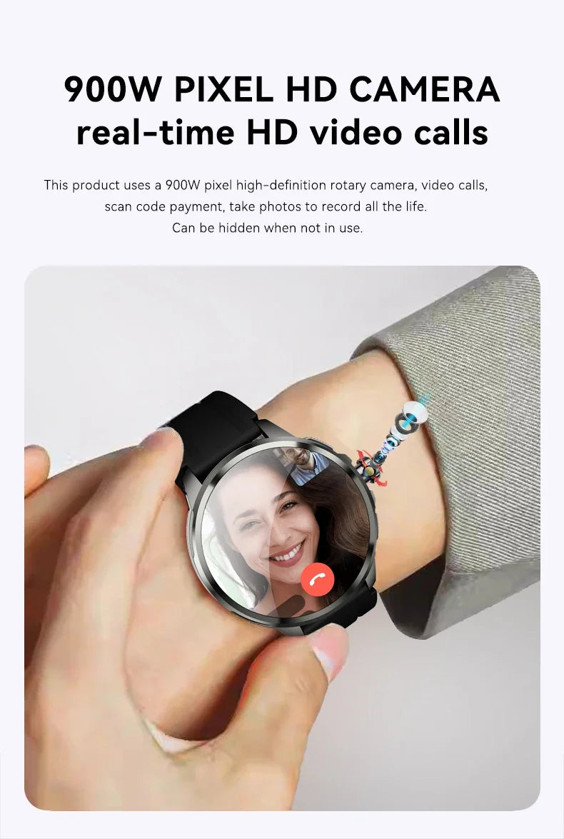5G/4G Android Smart Watch – 1.95" AMOLED, 900W Camera, GPS