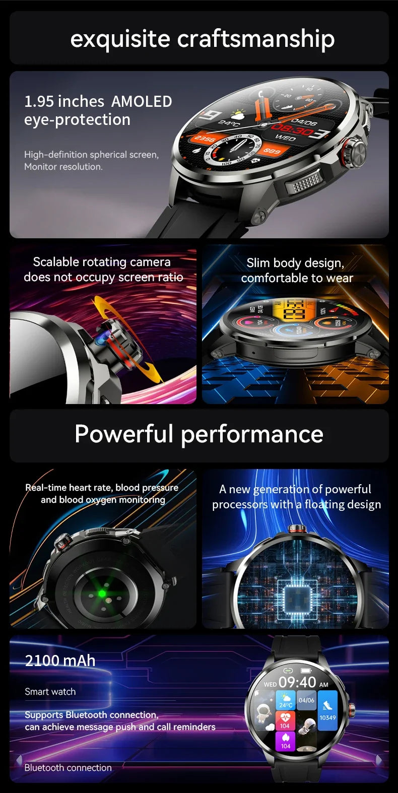 5G/4G Android Smart Watch – 1.95" AMOLED, 900W Camera, GPS