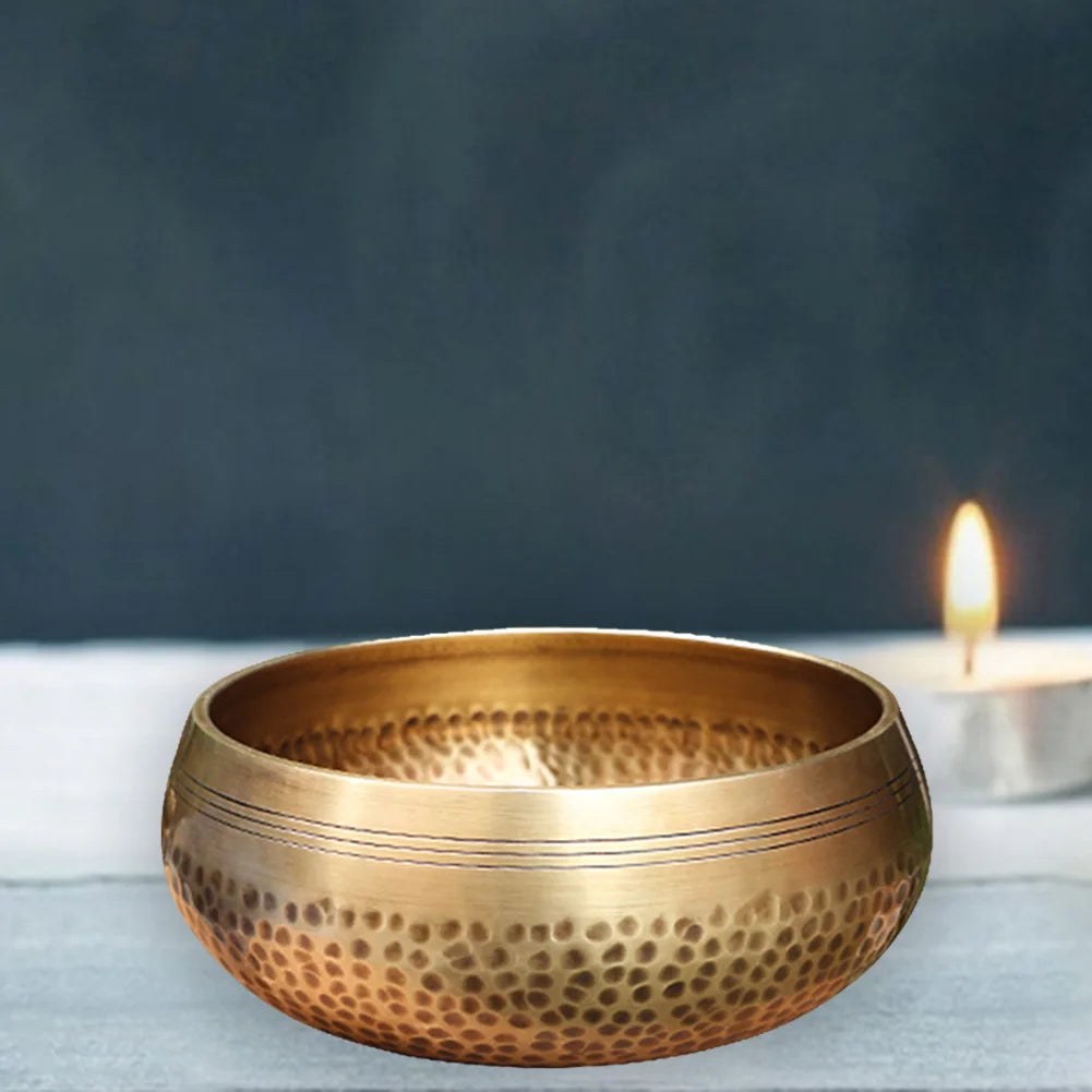 Hand-Carved Tibetan Singing Bowl with Stick