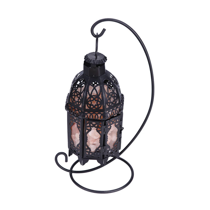 Crystal Salt Rock Lamp with Vintage Iron Frame – 110V