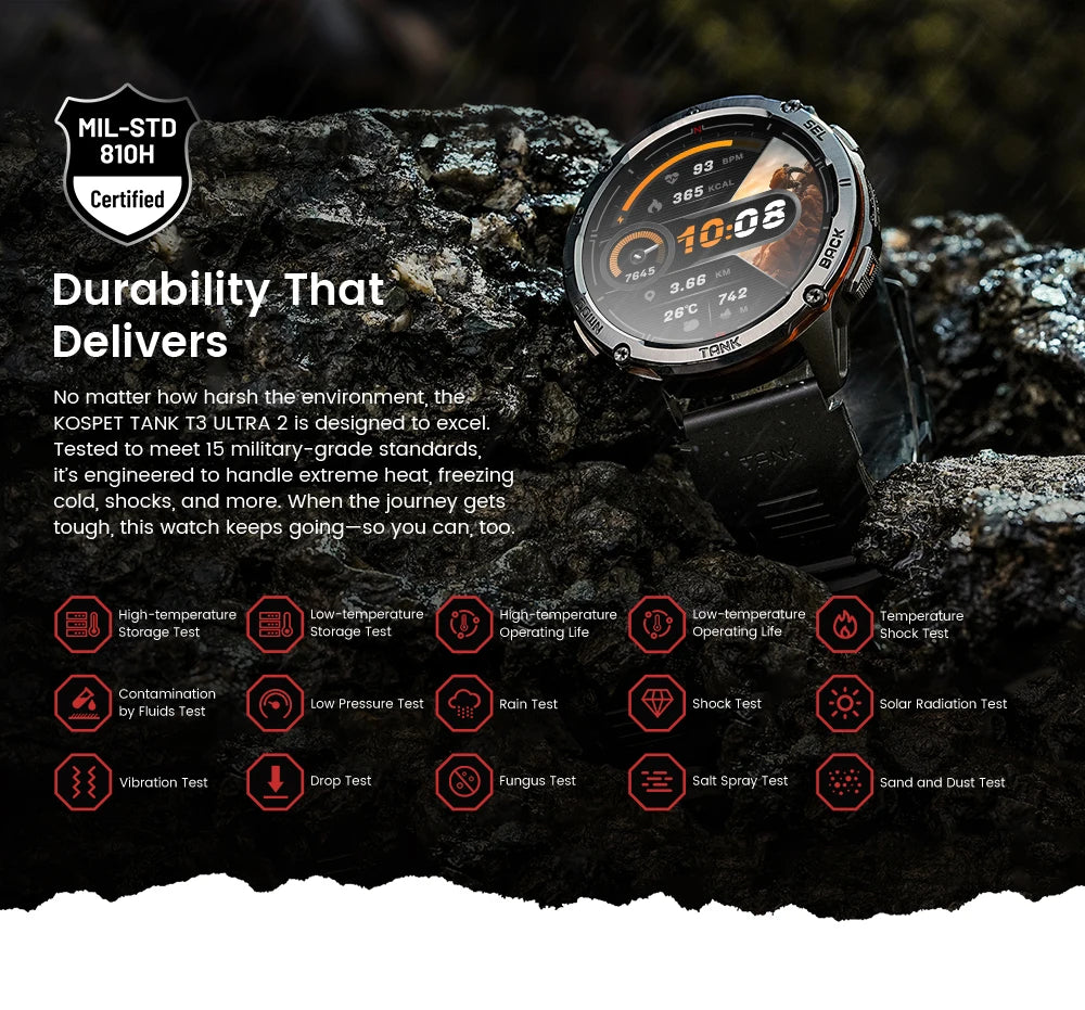 KOSPET TANK T3 Ultra 2 GPS Smartwatch – Rugged & Waterproof