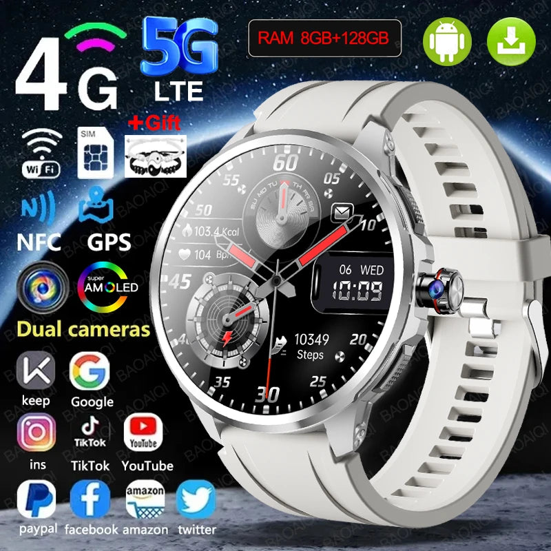 5G/4G All-Network Smartwatch – 1.95" AMOLED, 8GB+128GB, 2100mAh, GPS, Camera