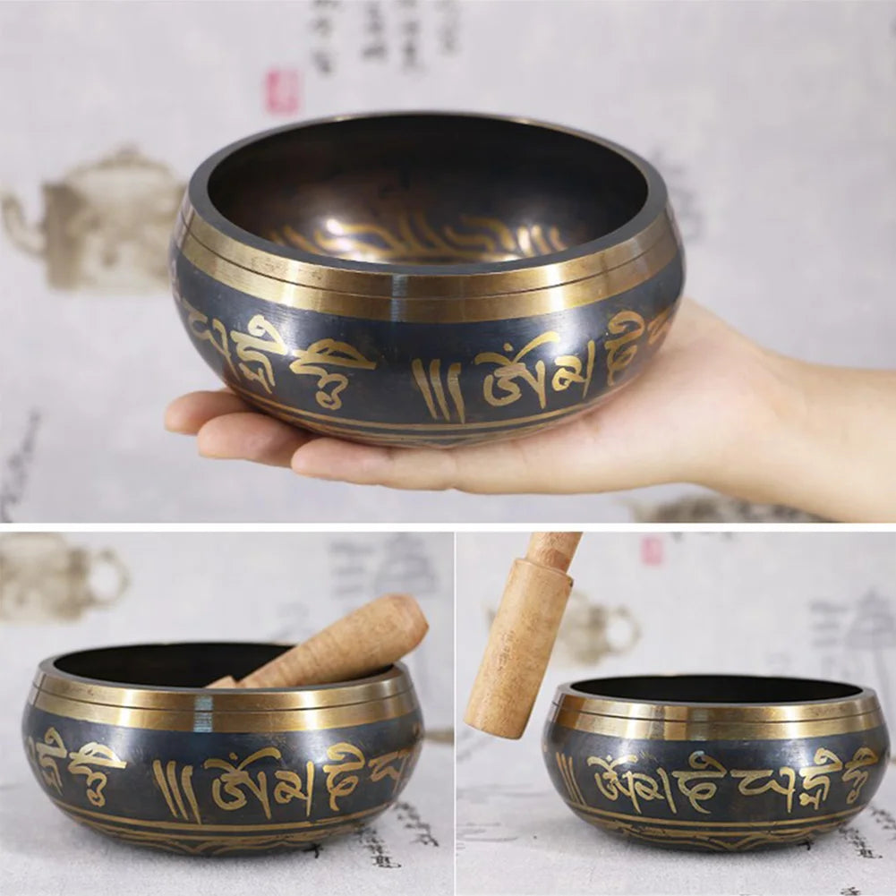 Metal Buddha Singing Bowl with Striker