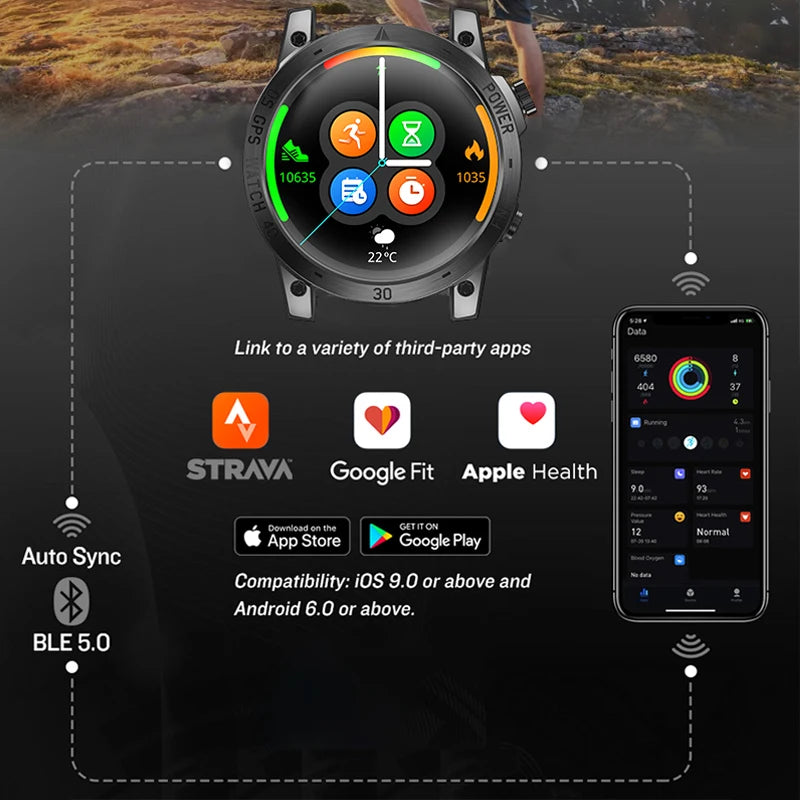 NORTH EDGE 2025 GPS Smartwatch – Sport & Outdoor Watch for Men
