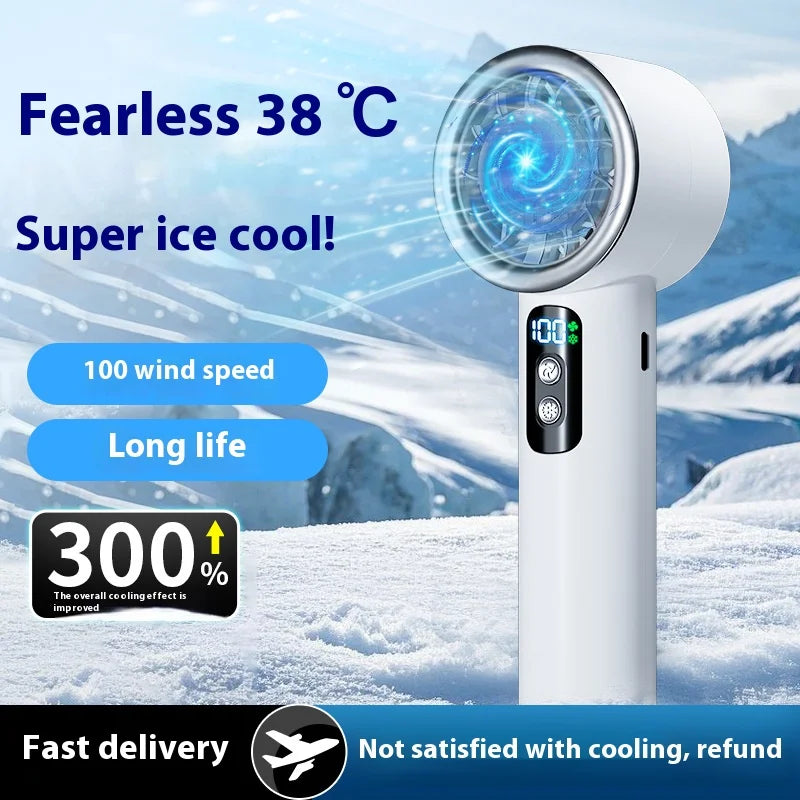 Portable Handheld Turbo Fan – 3-Speed Ice Compress Mini Fan