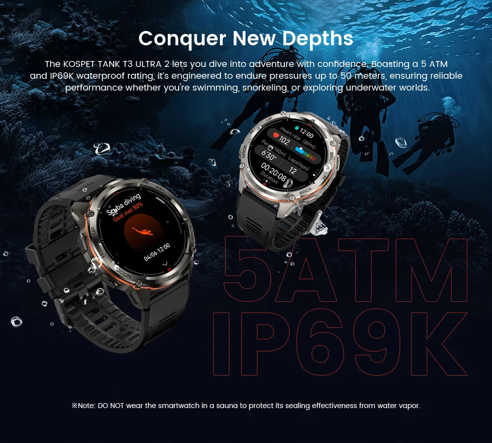 KOSPET TANK T3 Ultra 2 GPS Smartwatch – Rugged & Waterproof