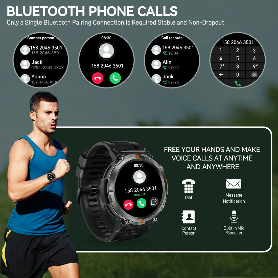 EIGIIS KE3 Smart Watch – 3ATM Waterproof & Bluetooth Call