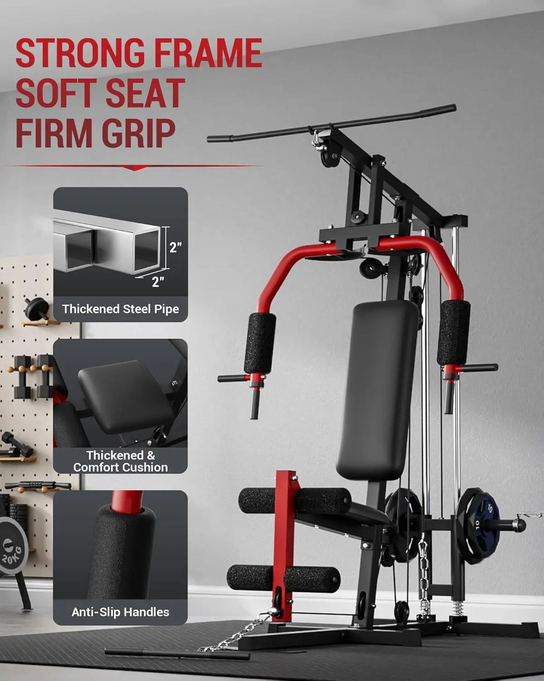 Full Body Home Gym Machine with Pulley & Leg Press