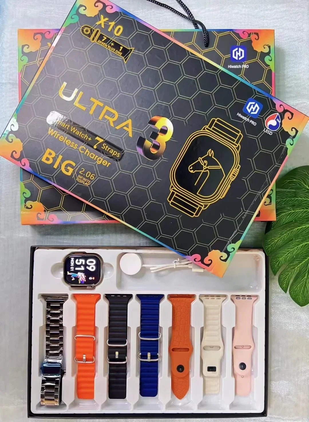 X10 Ultra 3 Smart Watch – 7+1 Sports Modes, Bluetooth Call, DIY Faces, Waterproof