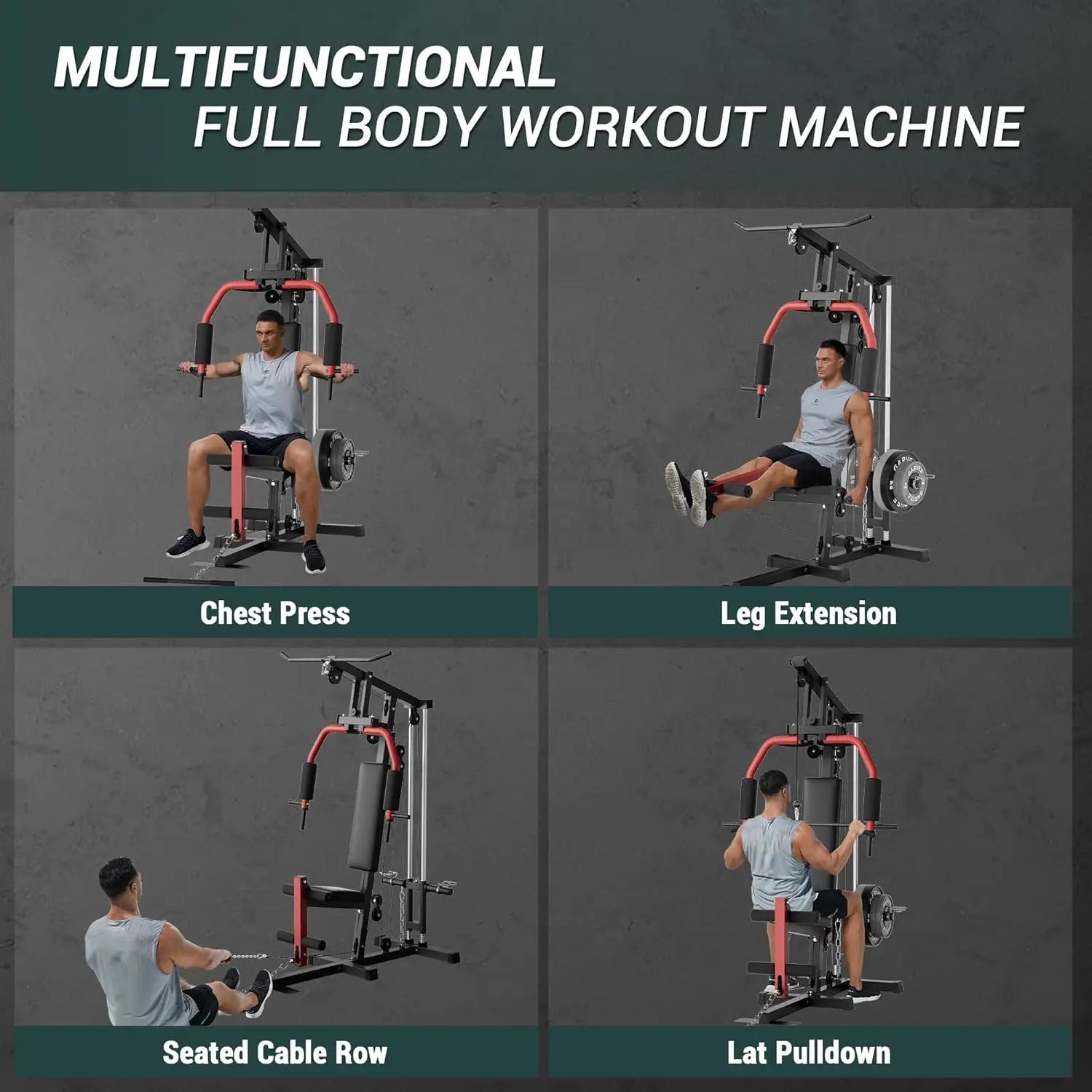 Full Body Home Gym Machine with Pulley & Leg Press