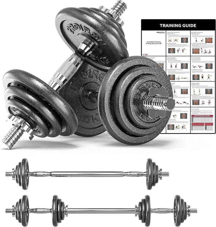 44Lbs Adjustable Cast Iron Dumbbell Barbell Set