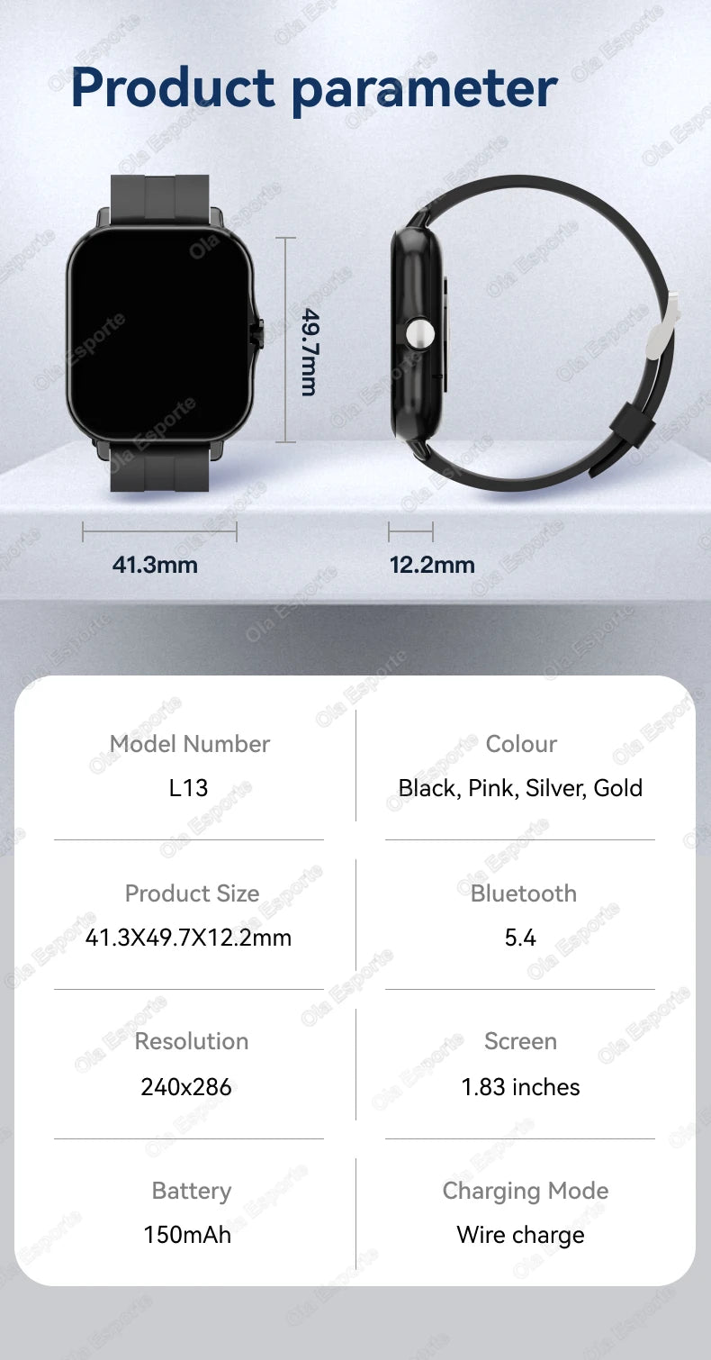 1.83" Waterproof Smart Watch – Call & Health Tracker