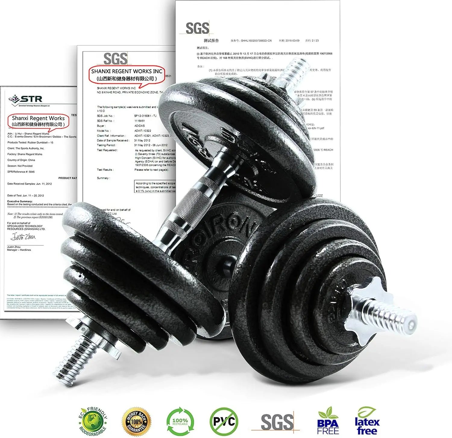 44Lbs Adjustable Cast Iron Dumbbell Barbell Set