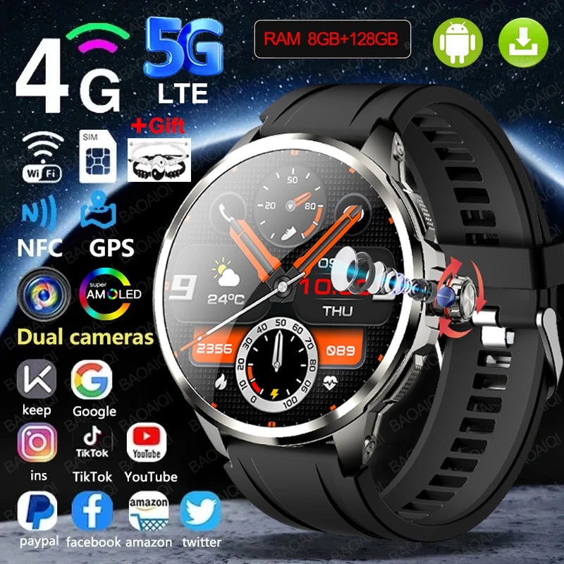 5G/4G Android Smart Watch – 1.95" AMOLED, 900W Camera, GPS