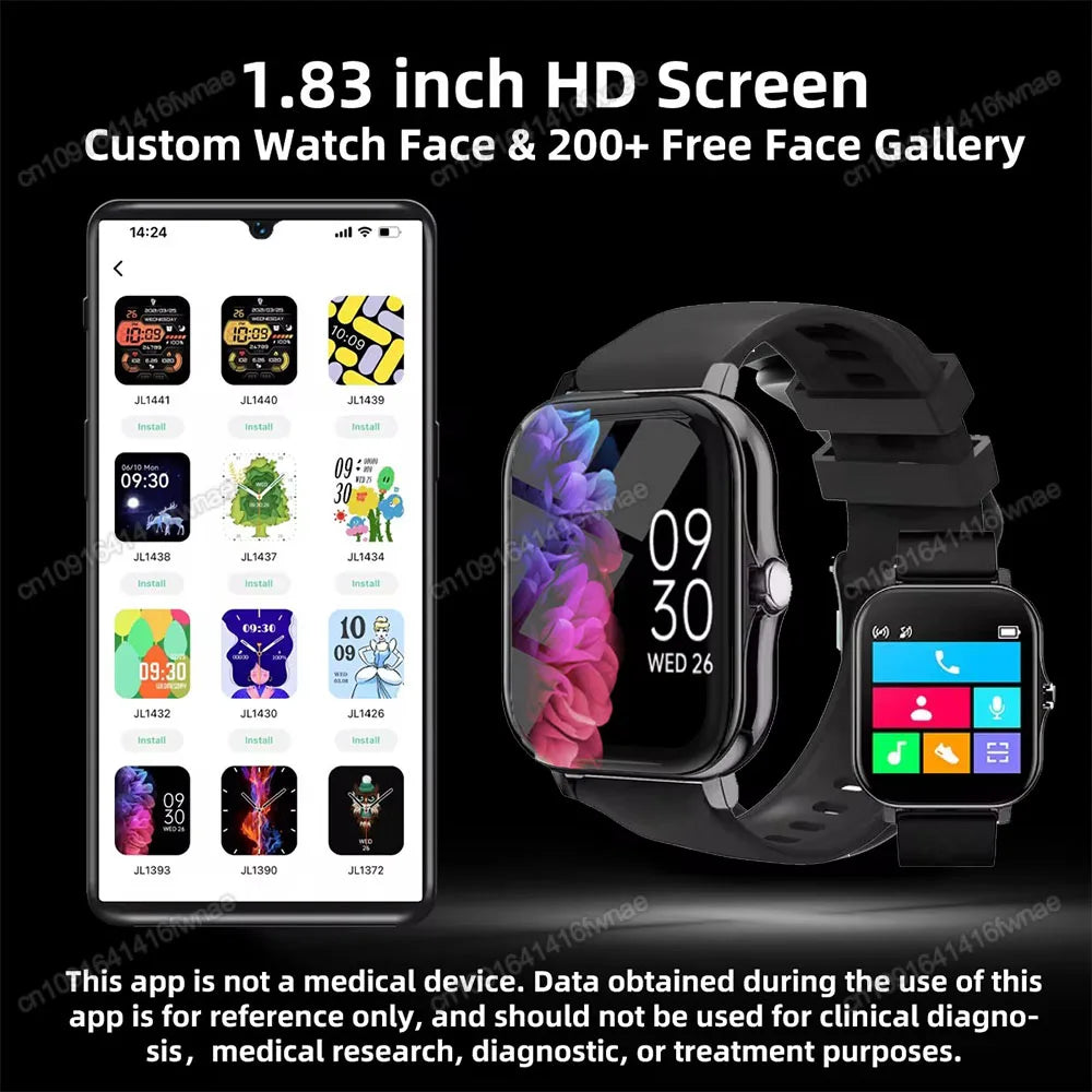 1.83" Waterproof Smart Watch – Call & Health Tracker