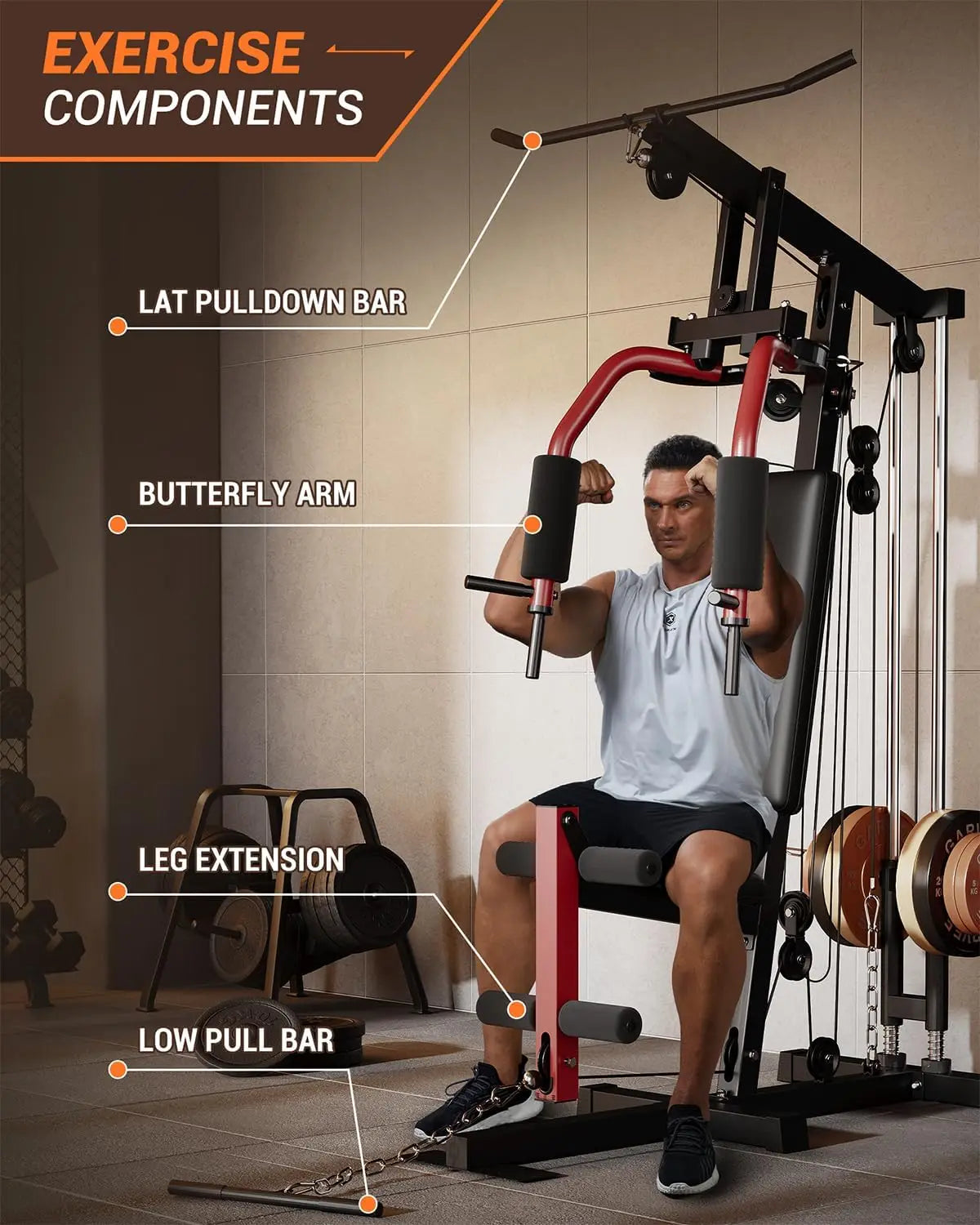 Full Body Home Gym Machine with Pulley & Leg Press