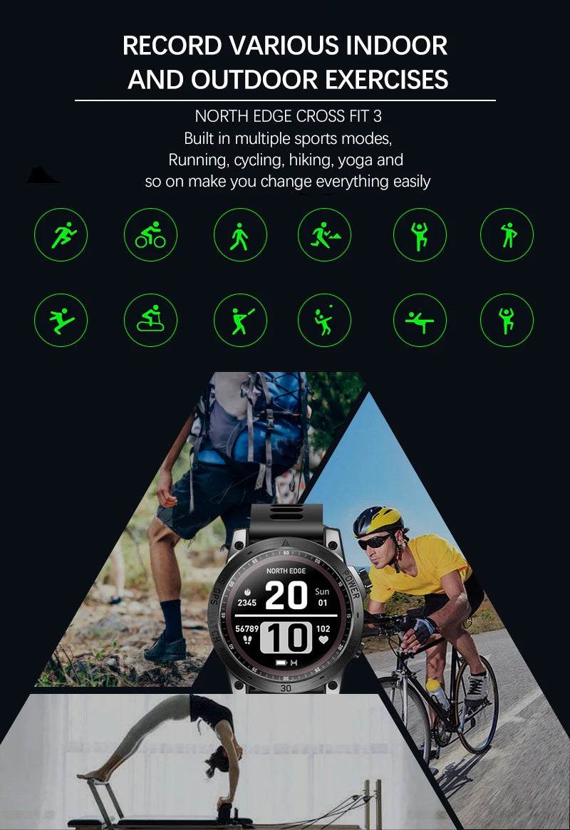 NORTH EDGE 2025 GPS Smartwatch – Sport & Outdoor Watch for Men