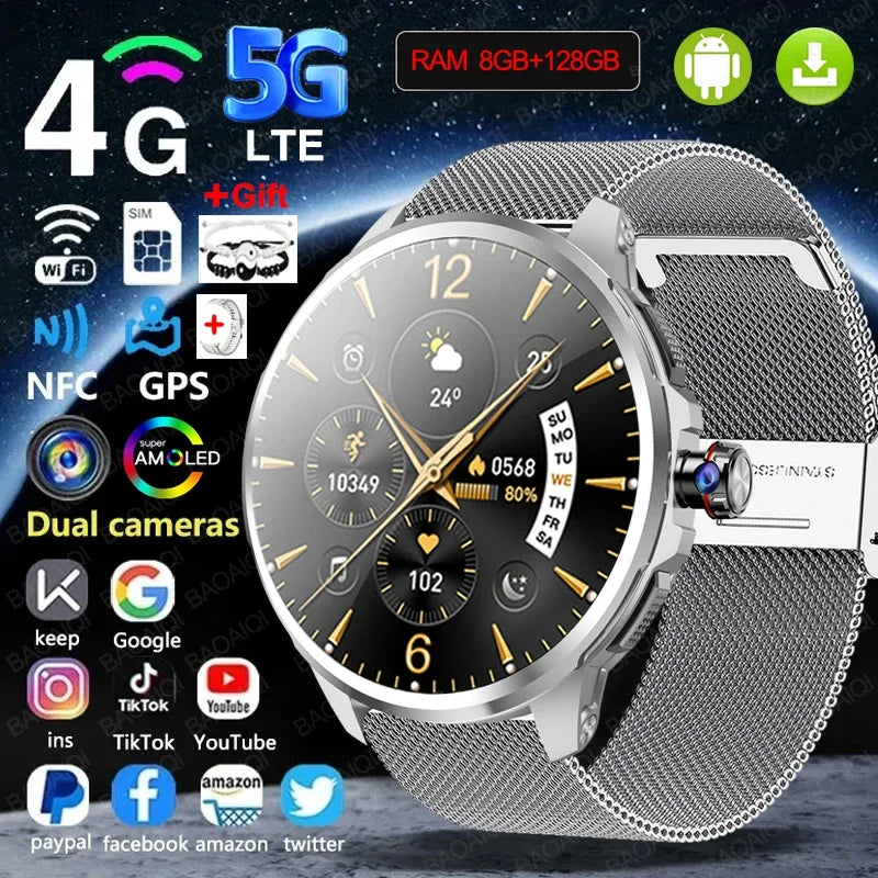 5G/4G Android Smart Watch – 1.95" AMOLED, 900W Camera, GPS