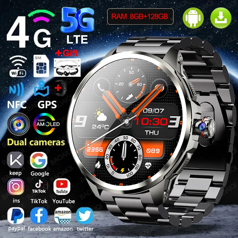 5G/4G Android Smart Watch – 1.95" AMOLED, 900W Camera, GPS