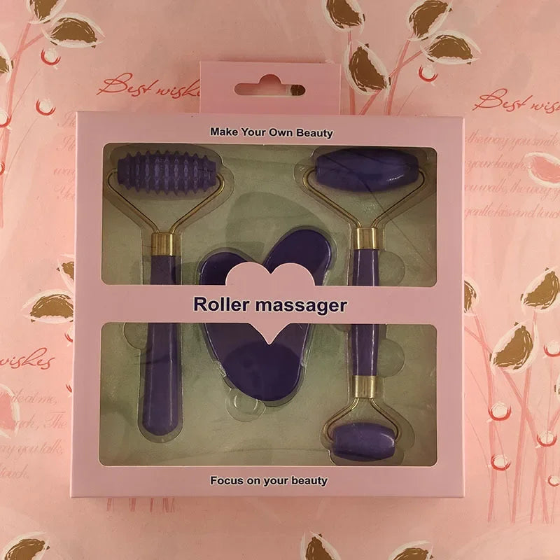 3pcs Resin Face & Body Massage Roller Set