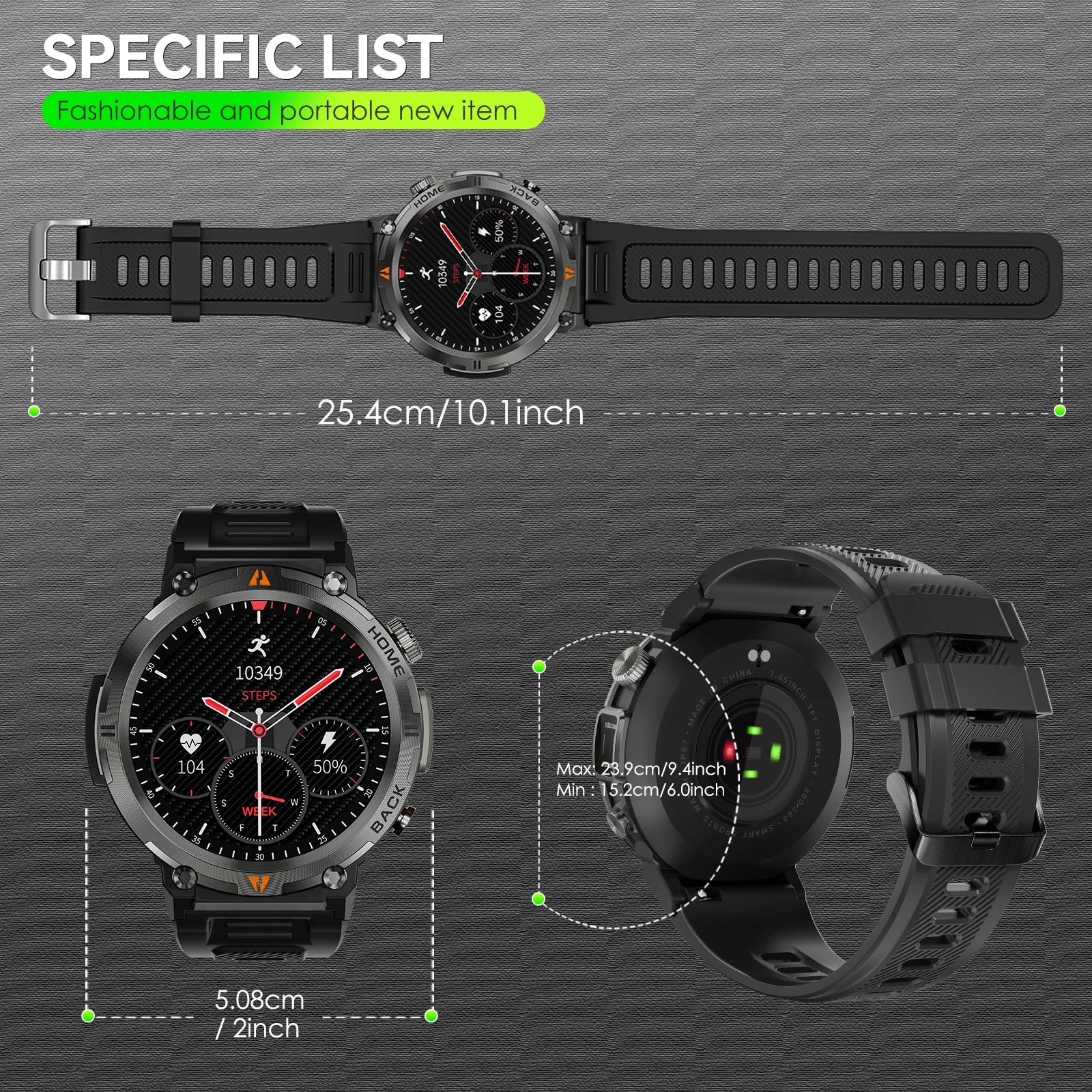 EIGIIS KE3 Smart Watch – 3ATM Waterproof & Bluetooth Call