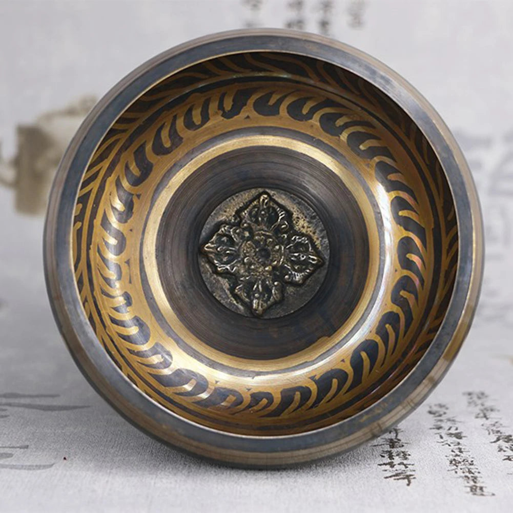 Metal Buddha Singing Bowl with Striker