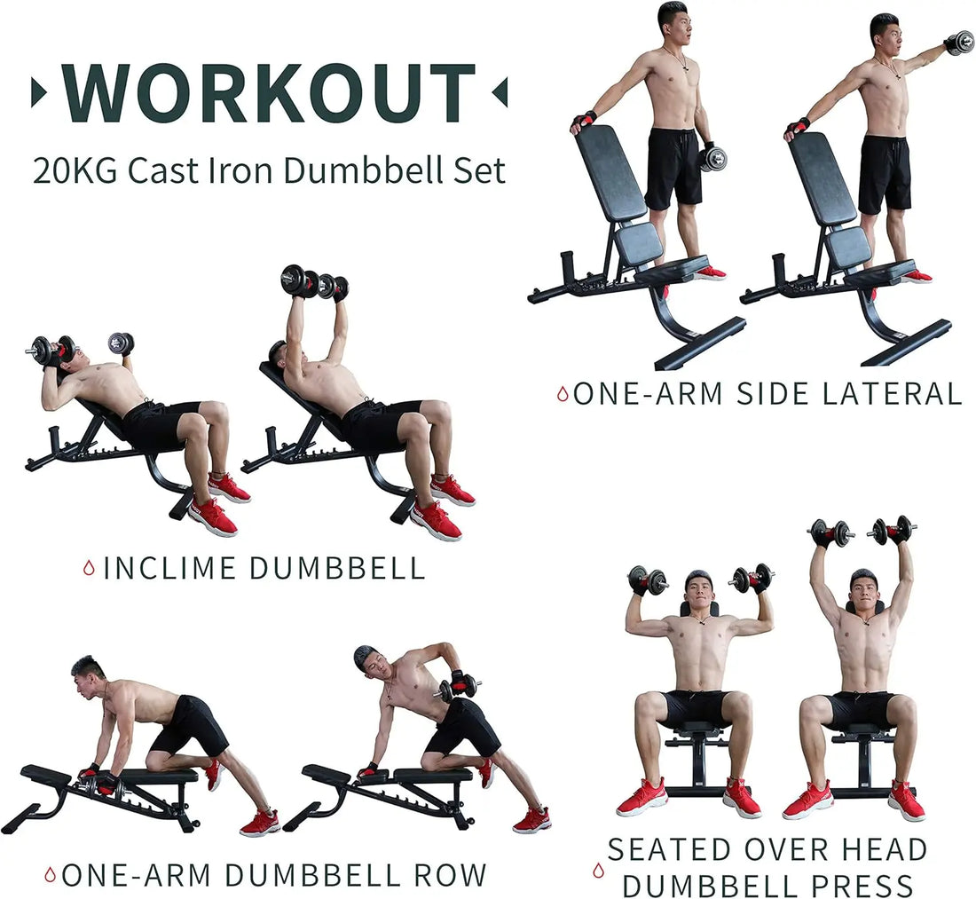 44Lbs Adjustable Cast Iron Dumbbell Barbell Set