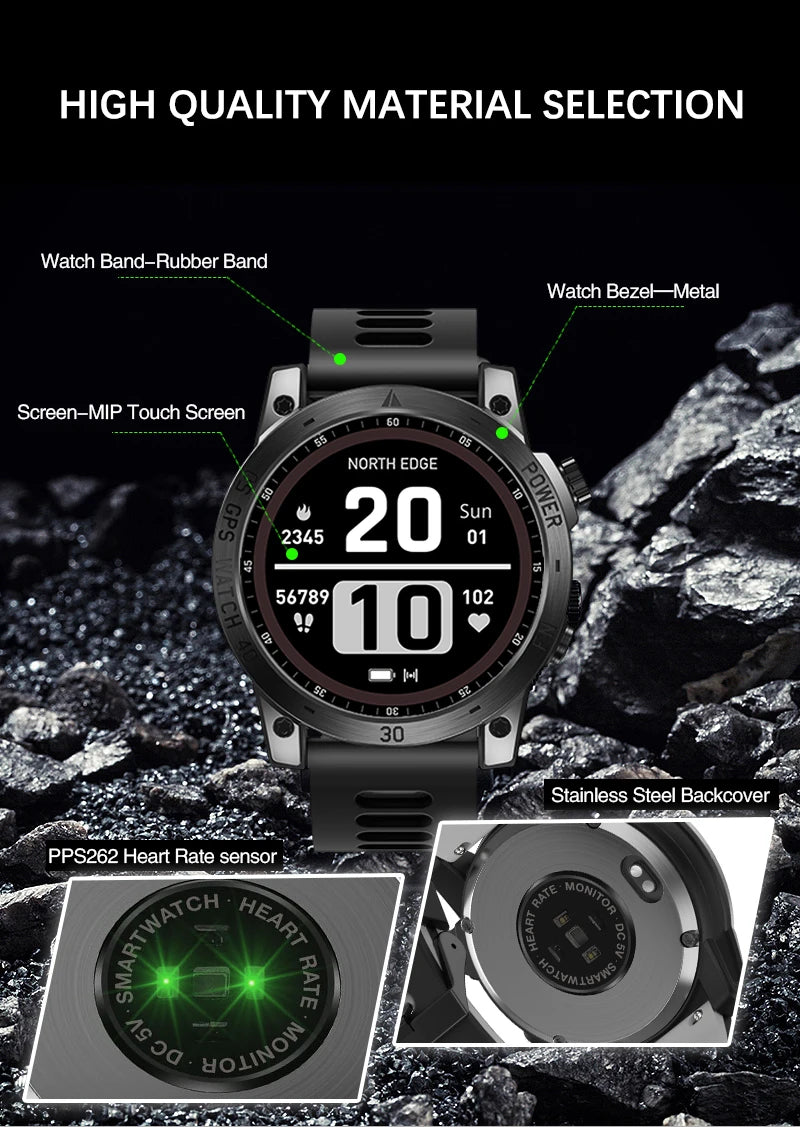 NORTH EDGE 2025 GPS Smartwatch – Sport & Outdoor Watch for Men
