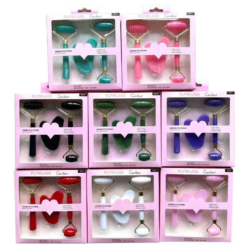 3pcs Resin Face & Body Massage Roller Set