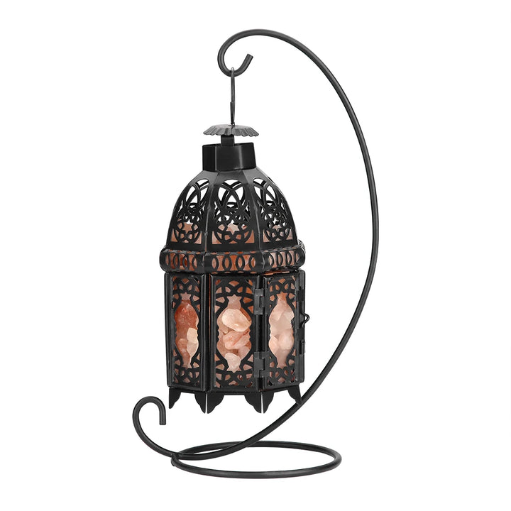 Crystal Salt Rock Lamp with Vintage Iron Frame – 110V