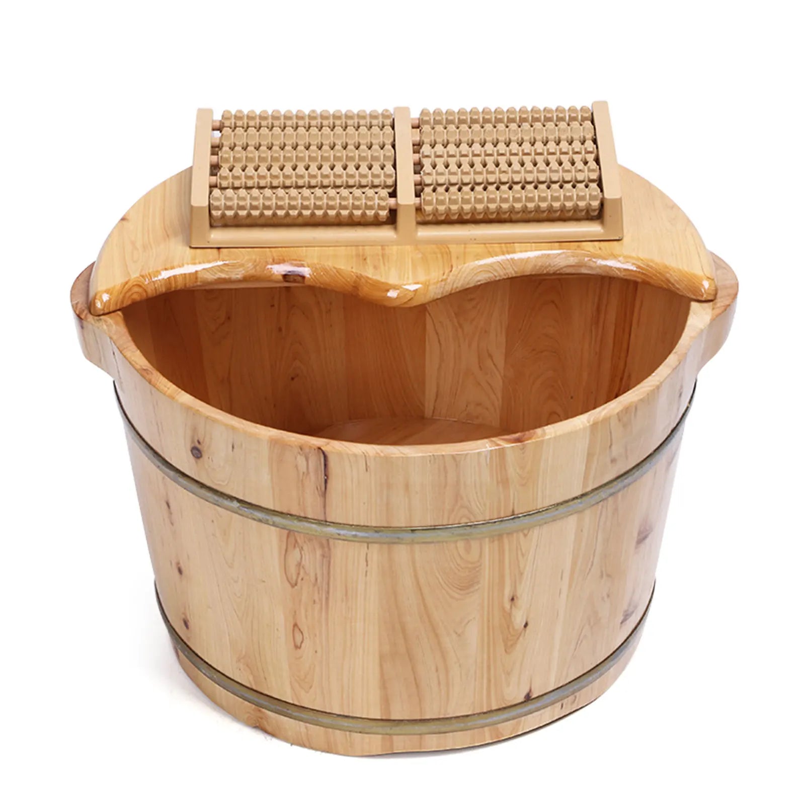 Cedar Wood Foot Bath Tub with Lid & Massager