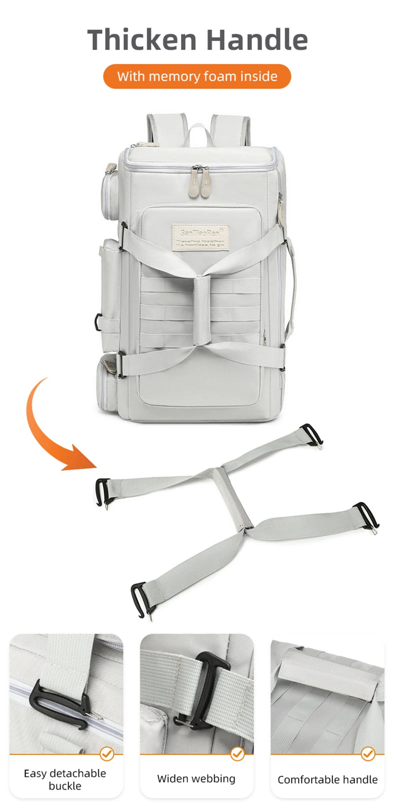 Scione Large Capacity Gym & Travel Backpack (36–55L)