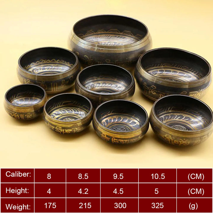 Metal Buddha Singing Bowl with Striker