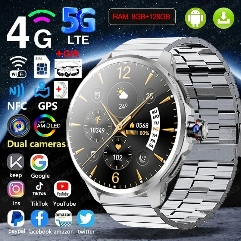 5G/4G Android Smart Watch – 1.95" AMOLED, 900W Camera, GPS